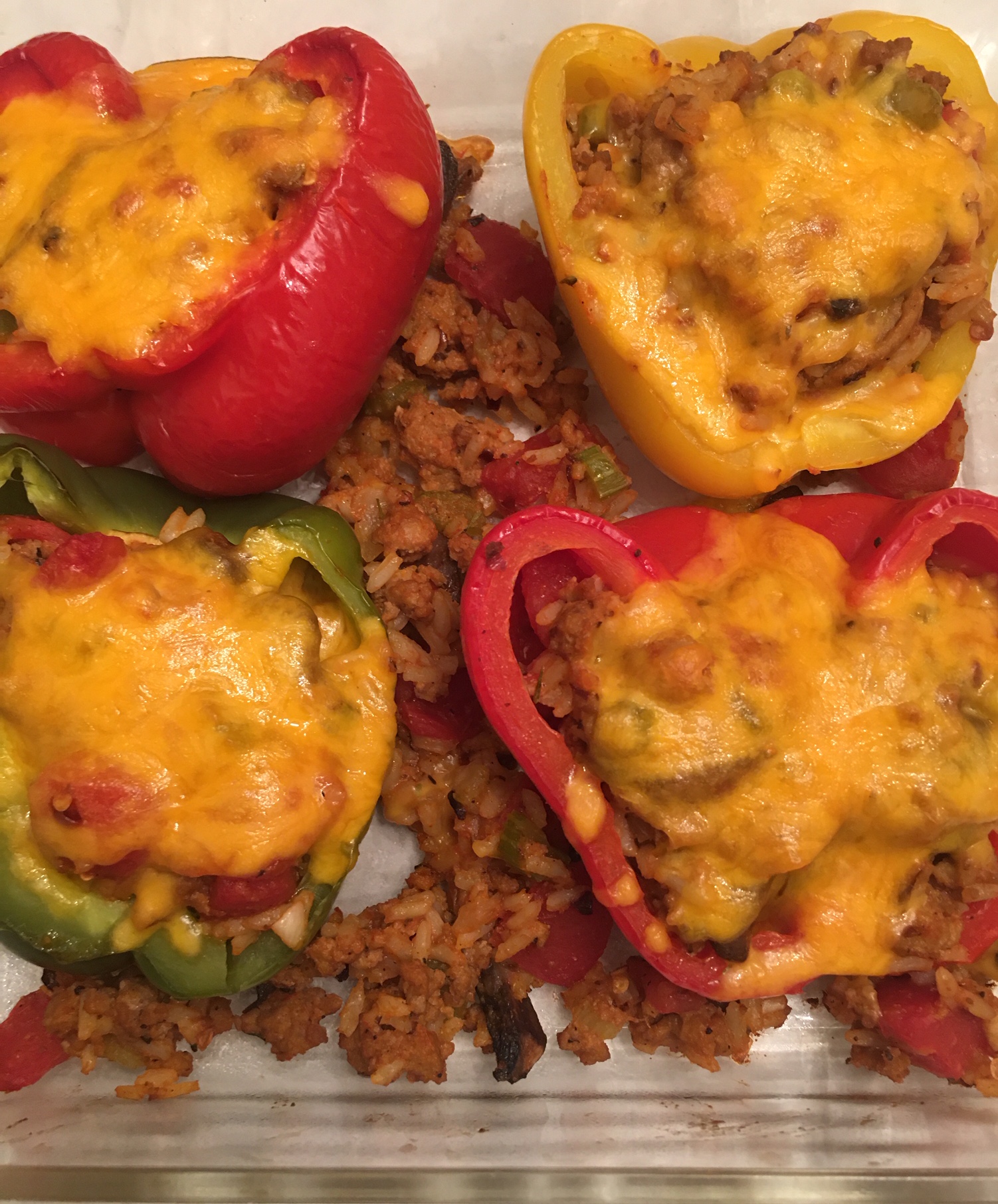 stuffed bell pepper with cheese topping
