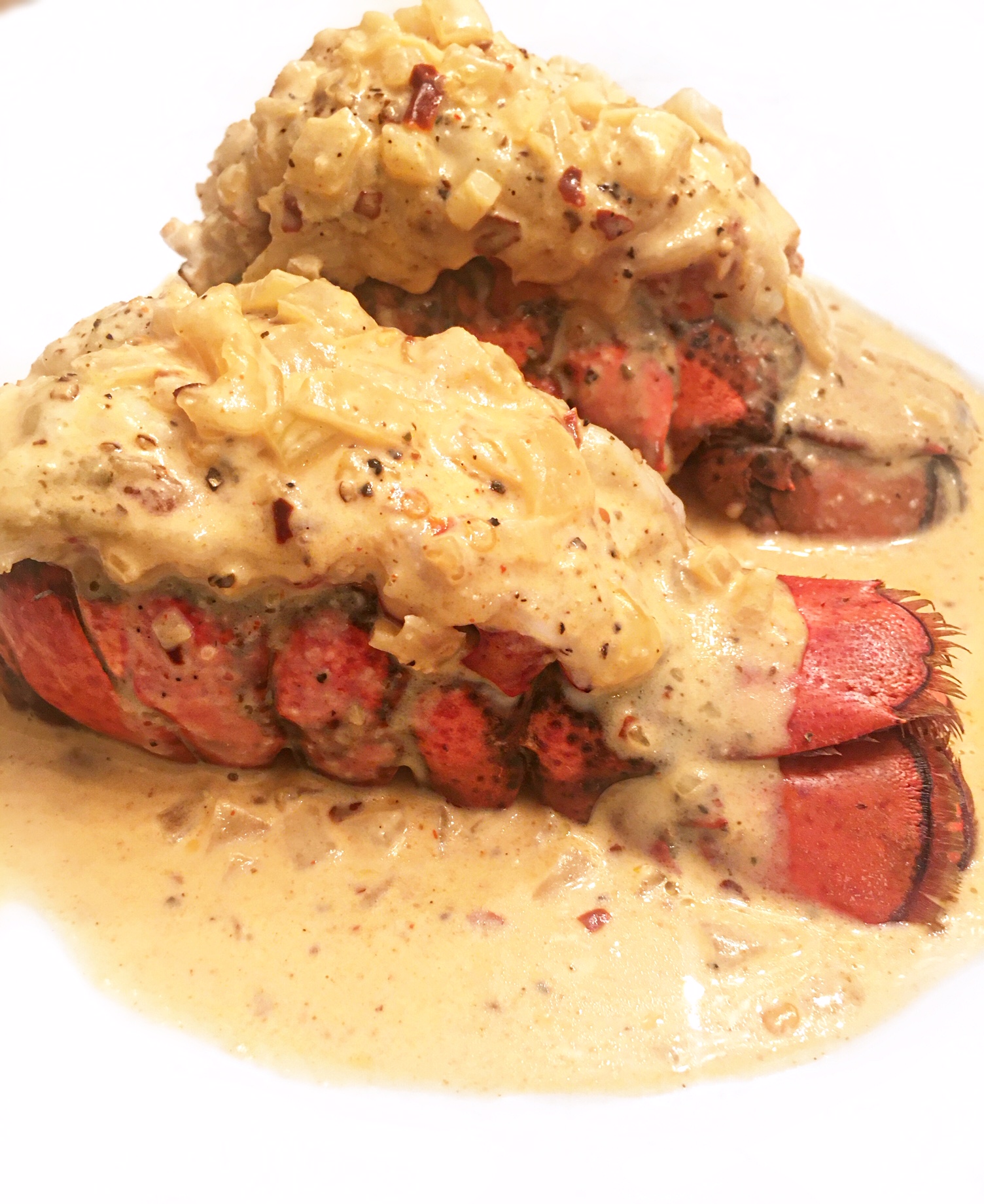 Lobster Tails With A Garlic Butter Cream Sauce