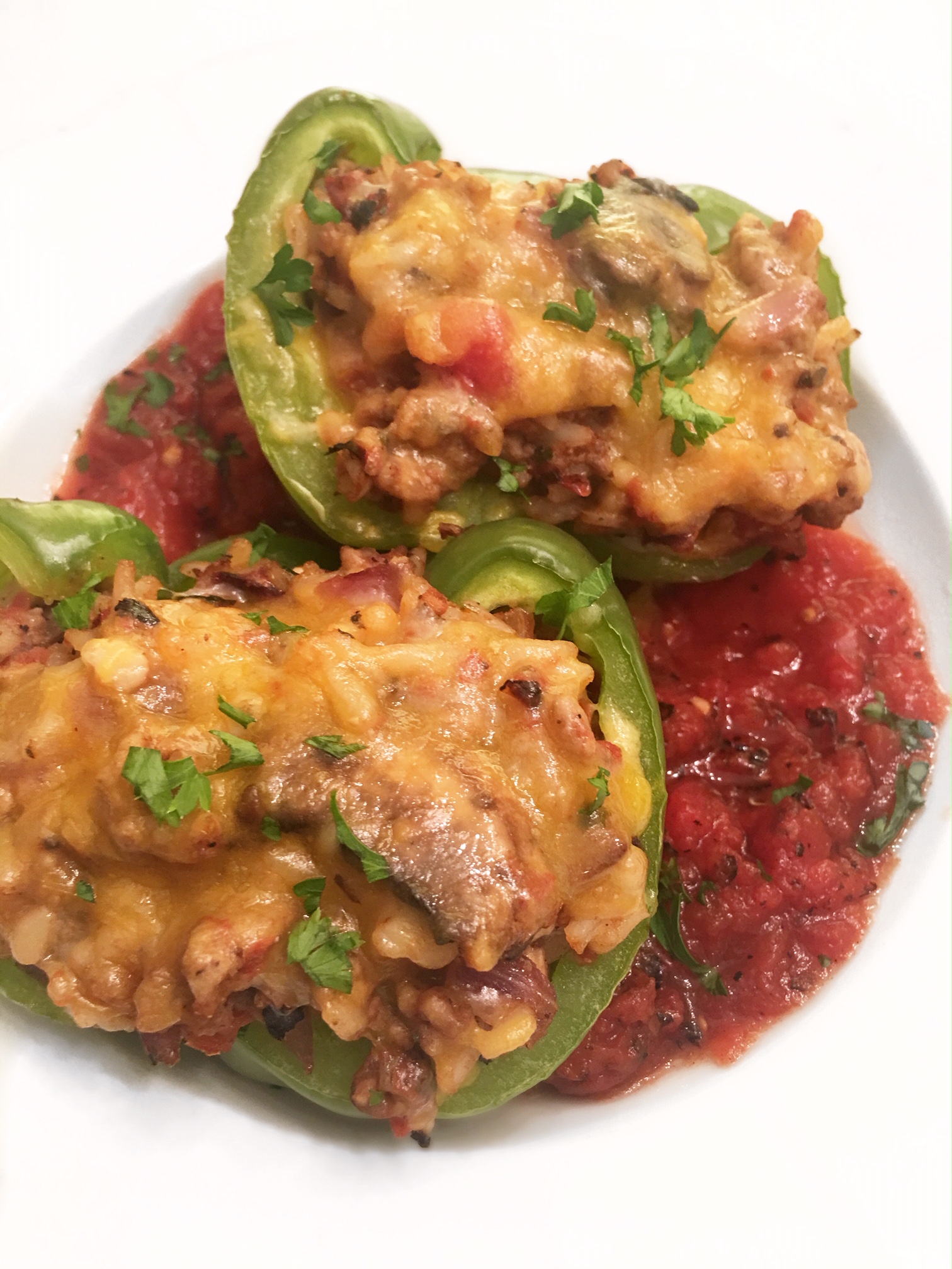 Stuffed pepper with marinara sauce