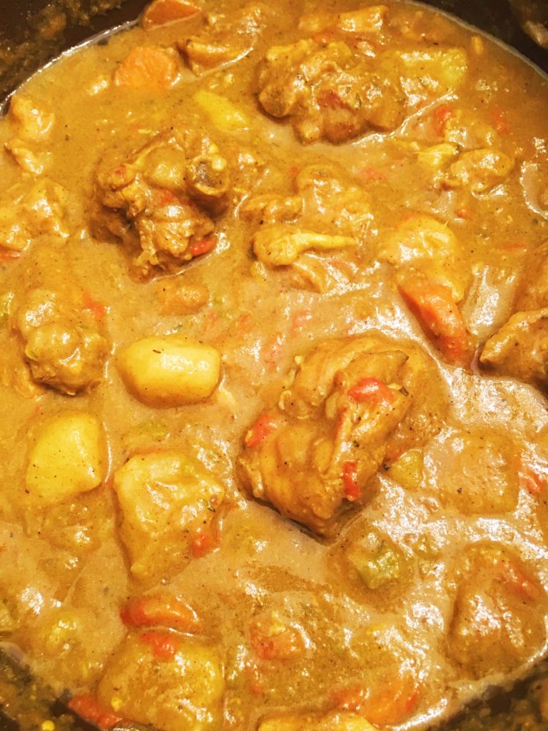 Curry chicken in pot